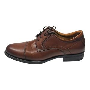 Florsheim Mens Medfield Plain Toe Oxford Cognac Leather Dress Shoes 10.5D